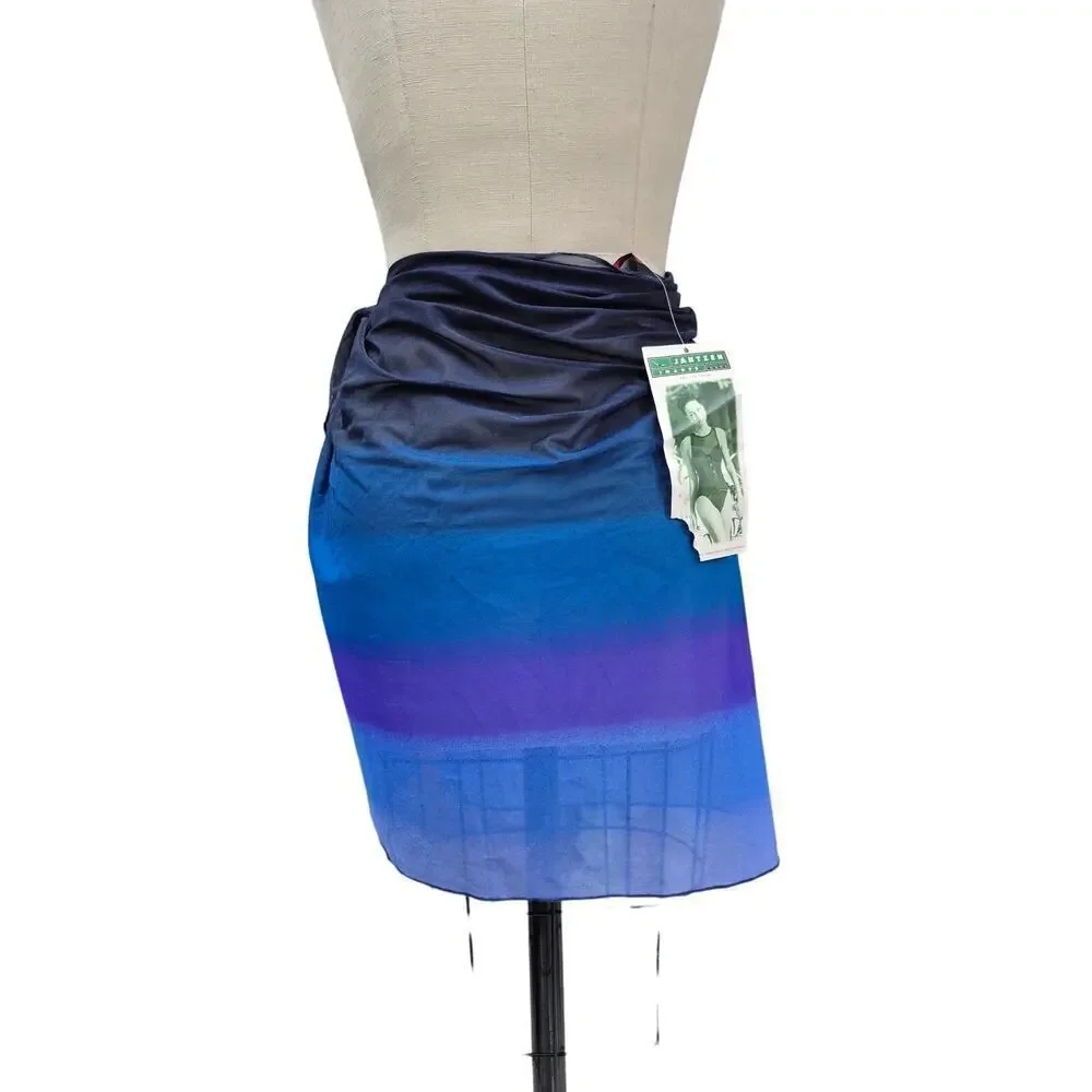 VTG NWT Jantzen One Size Hawaiian Nylon Blend Swim Sarong Blue/Purple 0/S